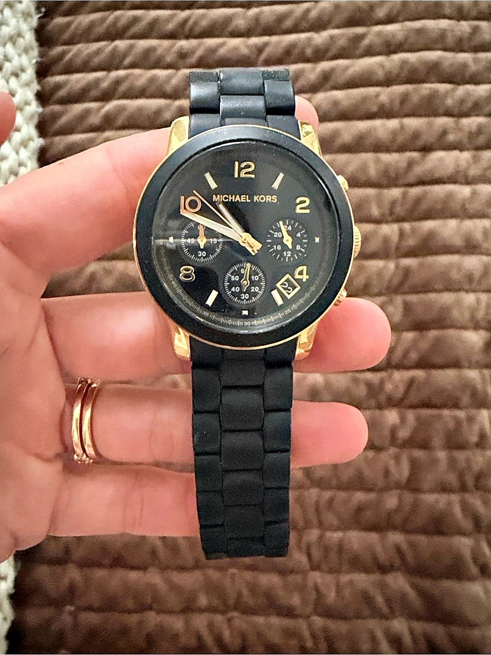 Michael Kors Jet Set Chronograph Black & Gold Watch
